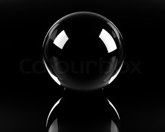 empty glass sphere on the black background